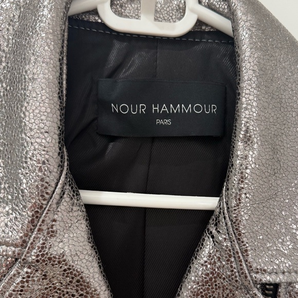 Nour Hammour Daphne Metallic Leather Moto Jacket - Picture 5 of 8